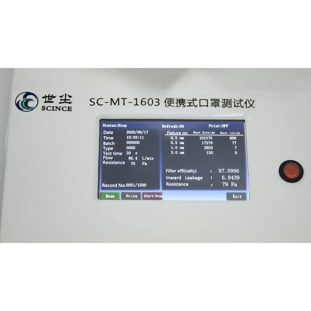 Portable Mask Comprehensive Performance Tester for Pfe, Protective Effect, Inward Leakage Testing (SC-MT-1603)